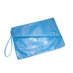 Pacific Connections‎ Vintage 80's Teal Leather Wristlet Clutch 13.5"X9.5"X0.25"